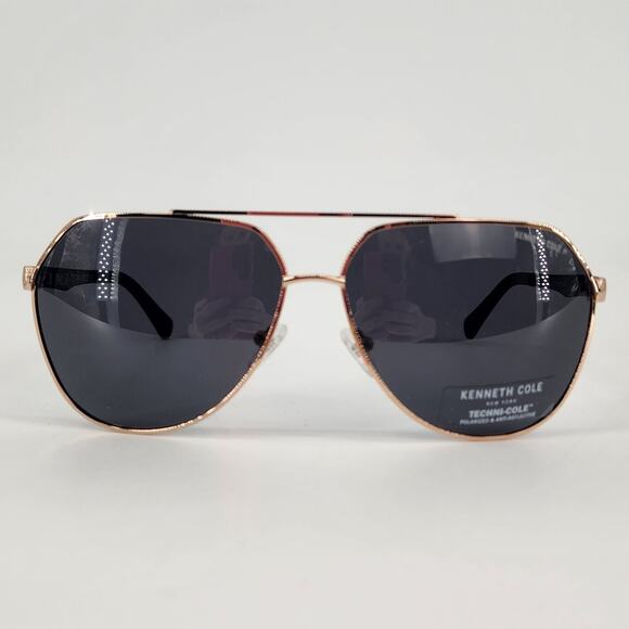 Kenneth Cole New York Gold Polarized Aviator Sunglasses Unisex - Picture 1 of 11